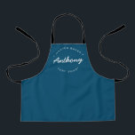 Blue Custom Name Year Master Baker Kids Apron<br><div class="desc">Lots of talent coming out of that kitchen. Encourage the little Master Baker in your life to keep those sweet treats coming with this personalised, modern and unique apron. Customise the words and established year as you need. This kid's apron is blue with white type. Stylish typography style treatment. Makes...</div>