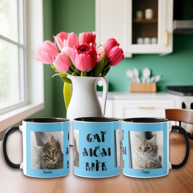 Blue Custom Photo Cat Mum Life Mother's Day  Mug (Creator Uploaded)
