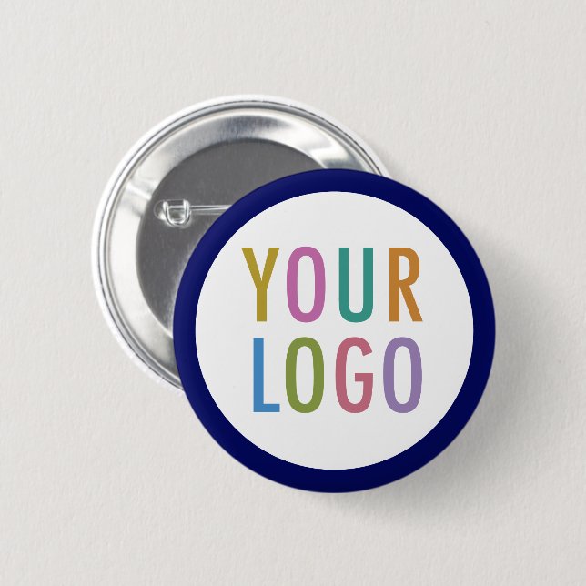 Blue Custom Pin Back Button with Logo No Minimum (Front & Back)