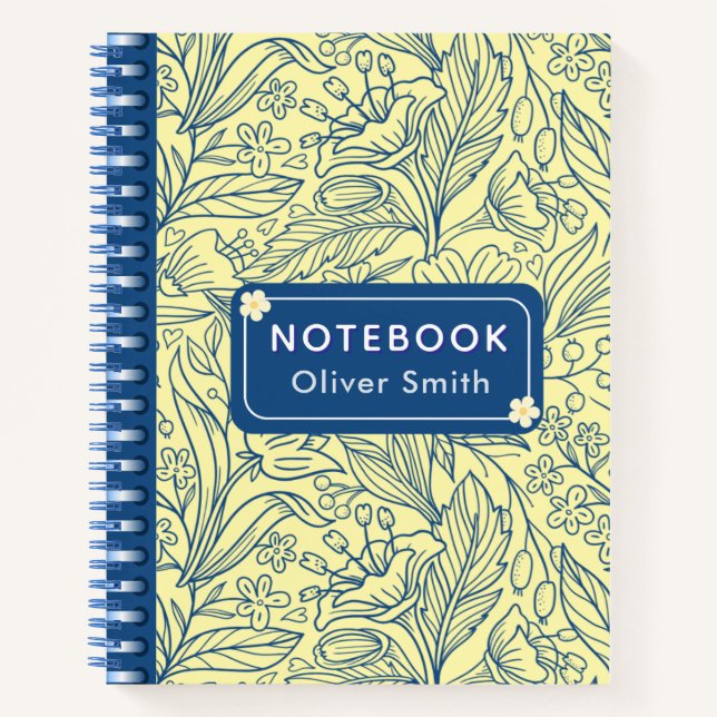 Blue Custom Spiral Notebook with Name (Front)