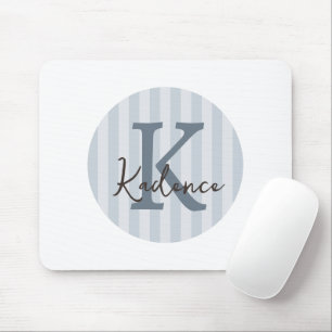 Blue Custom Striped Circle Monogram Mouse Mat