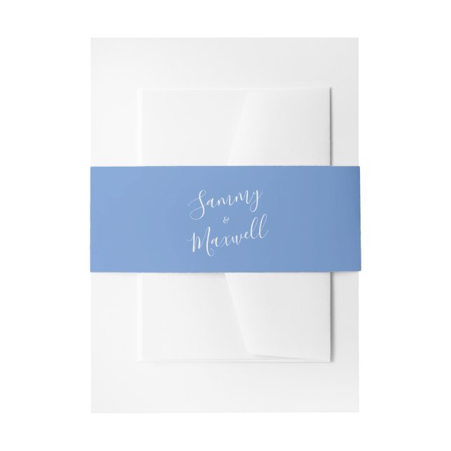 Blue Custom Wedding Invitation Bands Belly Band (Front Example)