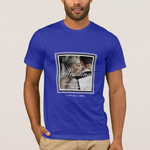 Blue Custom wedding photo mens T-Shirt