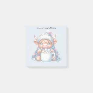 Blue Custom Winter Highland Cow/Bovine Post-it Notes