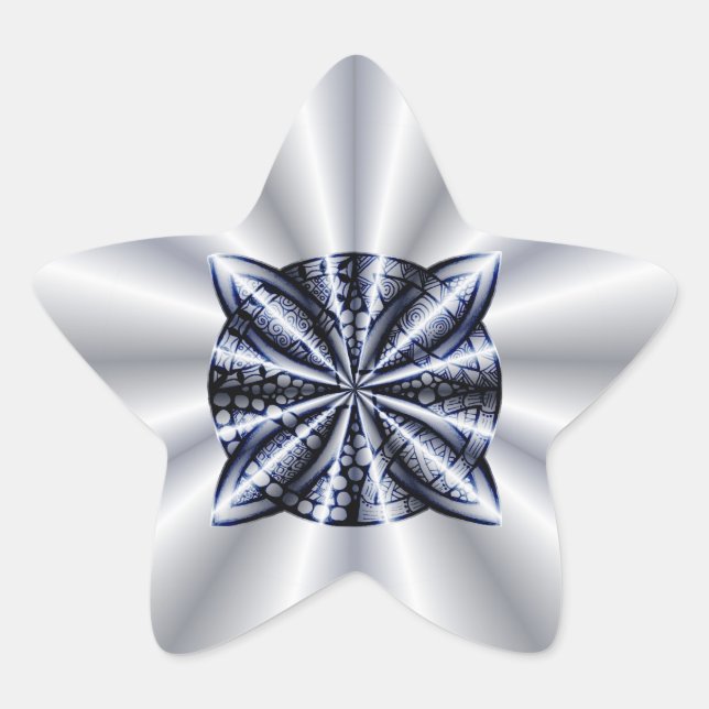 Blue Customisable Celtic Knot Original Art Star Sticker (Front)