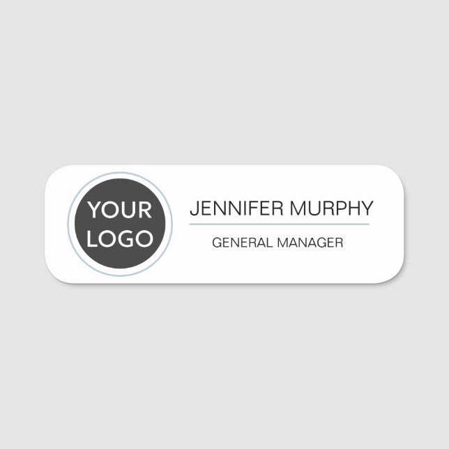 Blue Customisable Company Logo & Employee Name Tag (Front)
