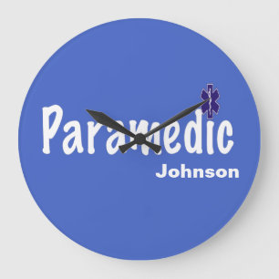 Blue Customisable Name Paramedic Large Clock