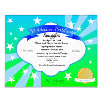 Blue Customisable Pet Adoption Certificate