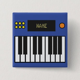 Blue Customisable Piano Keyboard Music 15 Cm Square Badge