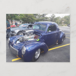 Blue Customised Car Postcard
