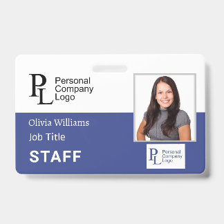 BLUE Customised Company Staff Photo Employee ID Badge