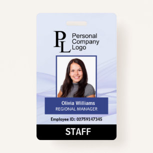 BLUE Customised Vertical Company Staff Photo ID ID Badge