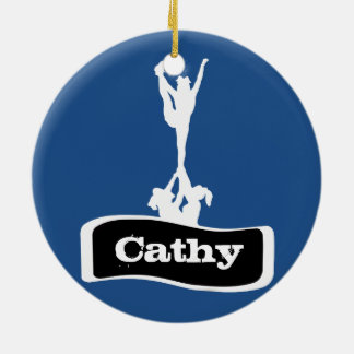 Blue Customizeable  Cheerleader stunt ornament