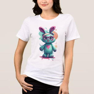 Blue Cut Rabbit Women's T-Shirt Design Tri-Blend Shirt