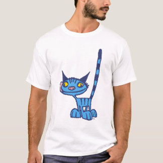 Blue Cute and Cool Kitty cartoon T-shirt