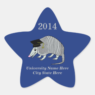 Blue Cute Armadillo Star Graduation Sticker