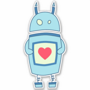 Blue Cute Cartoon Robot With Heart