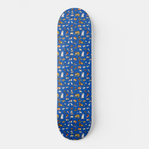 blue cute cat pattern design for cat lovers- skateboard