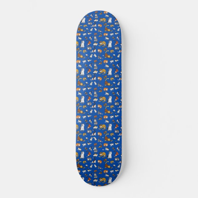 blue cute cat pattern design for cat lovers- skateboard (Front)