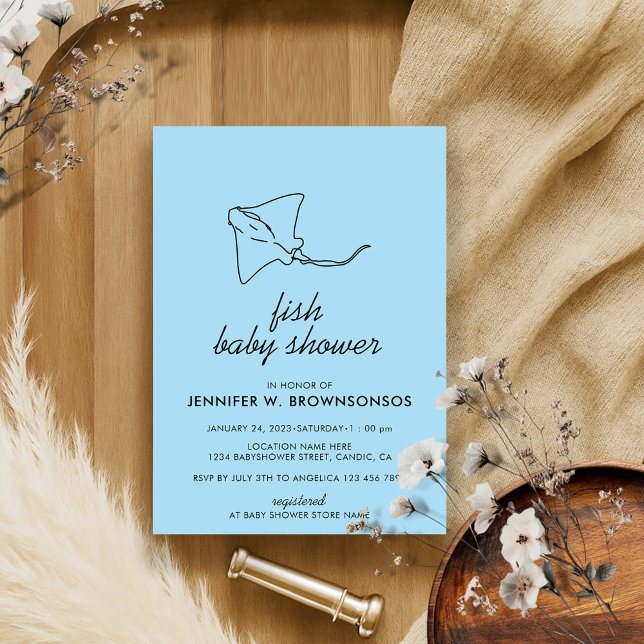 Blue Cute Celebrity Fish Invitation (Creator Uploaded)