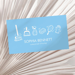 Blue Cute Cleaning Tools Custom Business Card