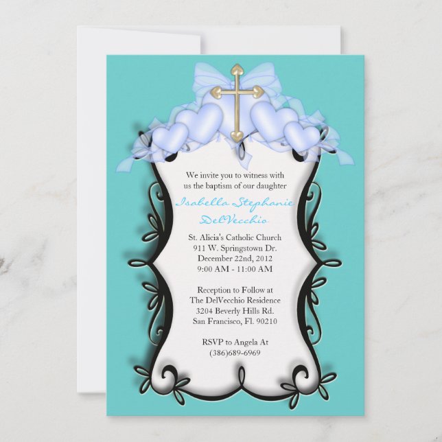 Blue CUTE Communion/Baptism Invite (Front)