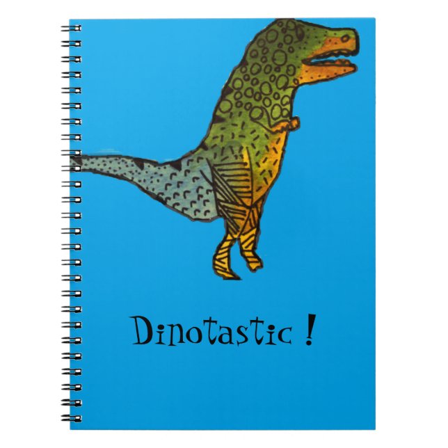 Blue cute dinosaur dinotastic ! T-Rex art doodle Notebook (Front)