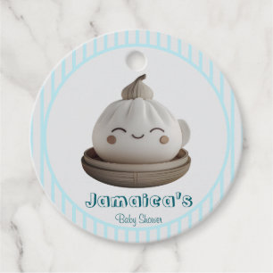 Blue Cute Dumpling Baby Shower Favor Tags