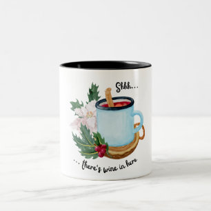 Blue Cute Fun Illustrative Funny Wine Christmas Two-Tone Coffee Mug