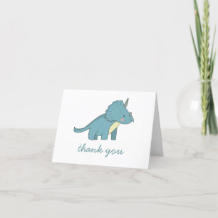 Blue cute funny dino. Dinosaur kids boy birthday Thank You Card