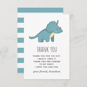 Blue cute funny dinosaur. Dino kids boy birthday Thank You Card