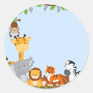 Blue Cute Jungle Baby Animal Sticker