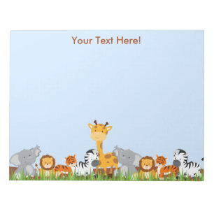 Blue Cute Jungle Baby Animals Notepad