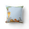 Blue Cute Jungle Baby Animals Pillow