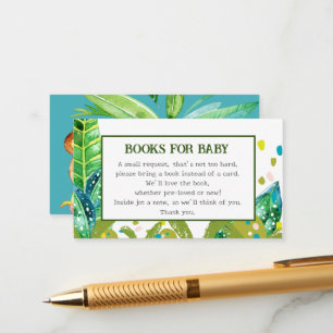 Blue Cute Monkey Baby Books Request Enclosure Card