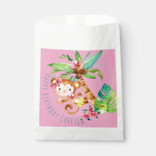 Blue Cute Monkey Personalised Happy Birthday Favour Bags