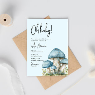 Blue Cute Mushroom Baby Shower Invitation