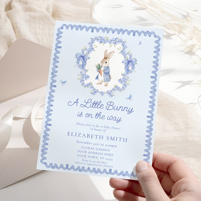 Blue Cute Peter Rabbit Baby Shower Invitation (Creator Uploaded)
