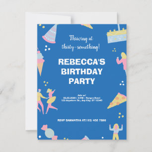 Blue cute & quirky ice cream pizza birthday party