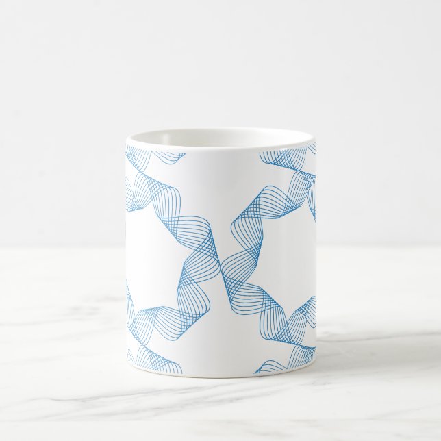 Blue, cute, simple, elegant geometric pattern art coffee mug (Center)