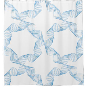 Blue, cute, simple, elegant geometric pattern art shower curtain