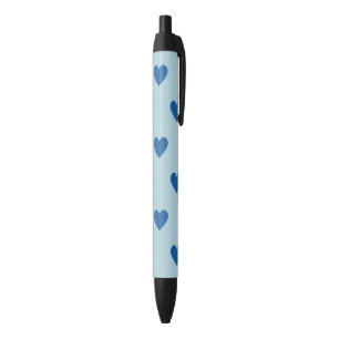 Blue Cute Simple Heart Pattern Black Ink Pen