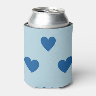 Blue Cute Simple Heart Pattern Can Cooler