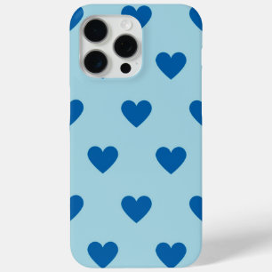 Blue Cute Simple Heart Pattern iPhone 15 Pro Max Case