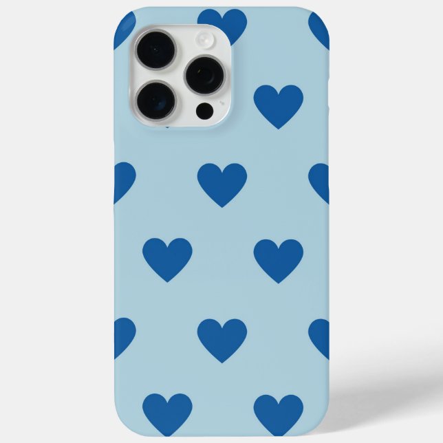 Blue Cute Simple Heart Pattern Case-Mate iPhone Case (Back)
