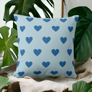 Blue Cute Simple Heart Pattern Cushion
