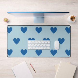 Blue Cute Simple Heart Pattern Desk Mat