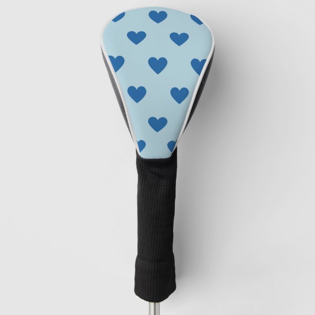 Blue Cute Simple Heart Pattern Golf Head Cover (Front)