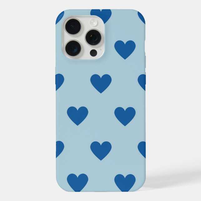 Blue Cute Simple Heart Pattern iPhone Case (Back)