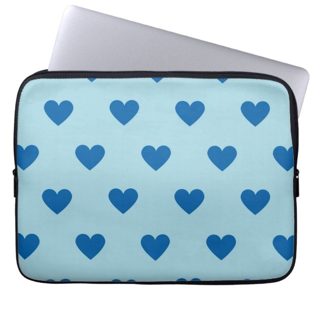 Blue Cute Simple Heart Pattern  Laptop Sleeve (Front)